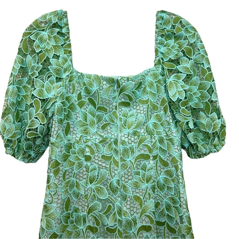 Shoshanna - Women’s ‘Layne’ Lace Puff-Sleeve Minidress - Light Green, Size 0 - Picture 7 of 15